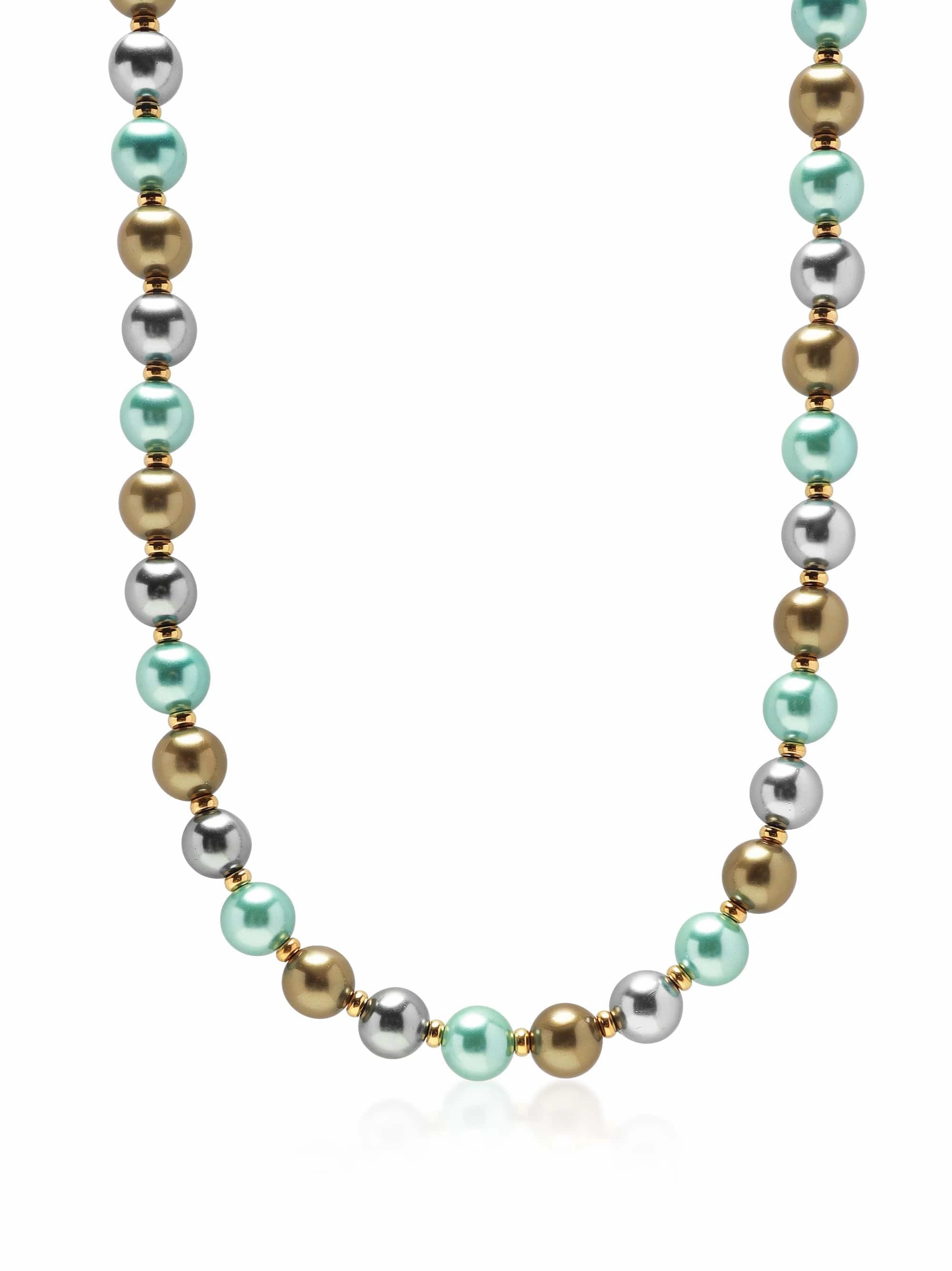10mm Pastel Metallic Pearl Necklace with Gold