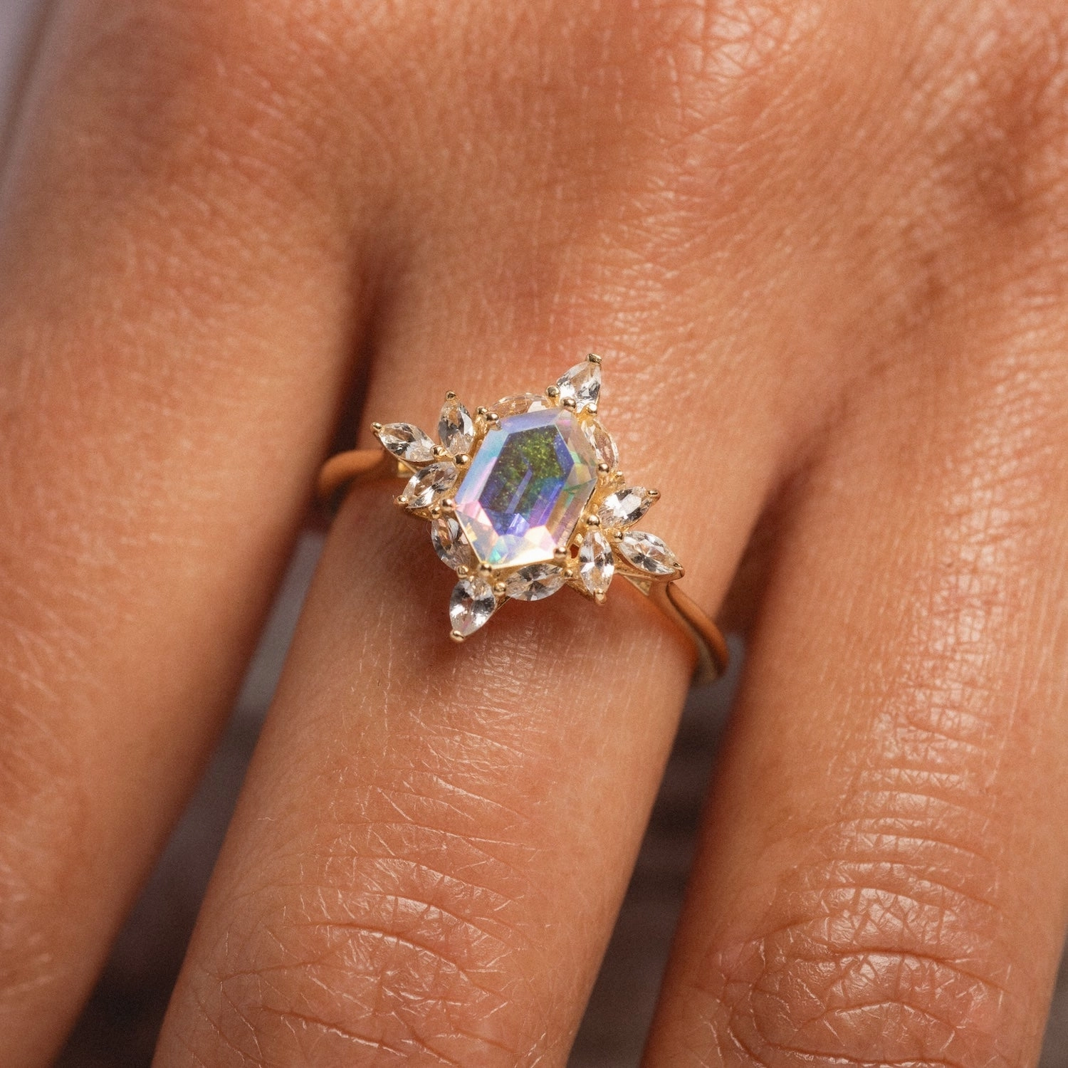 14k Angel Aura Quartz Splendor Statement Ring