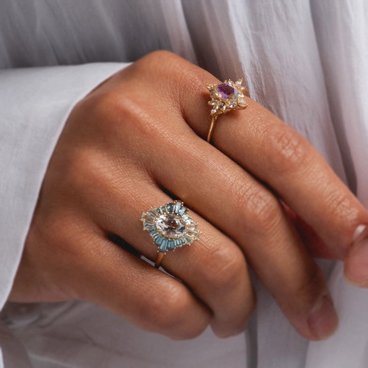 14k Angel Aura Quartz Splendor Statement Ring
