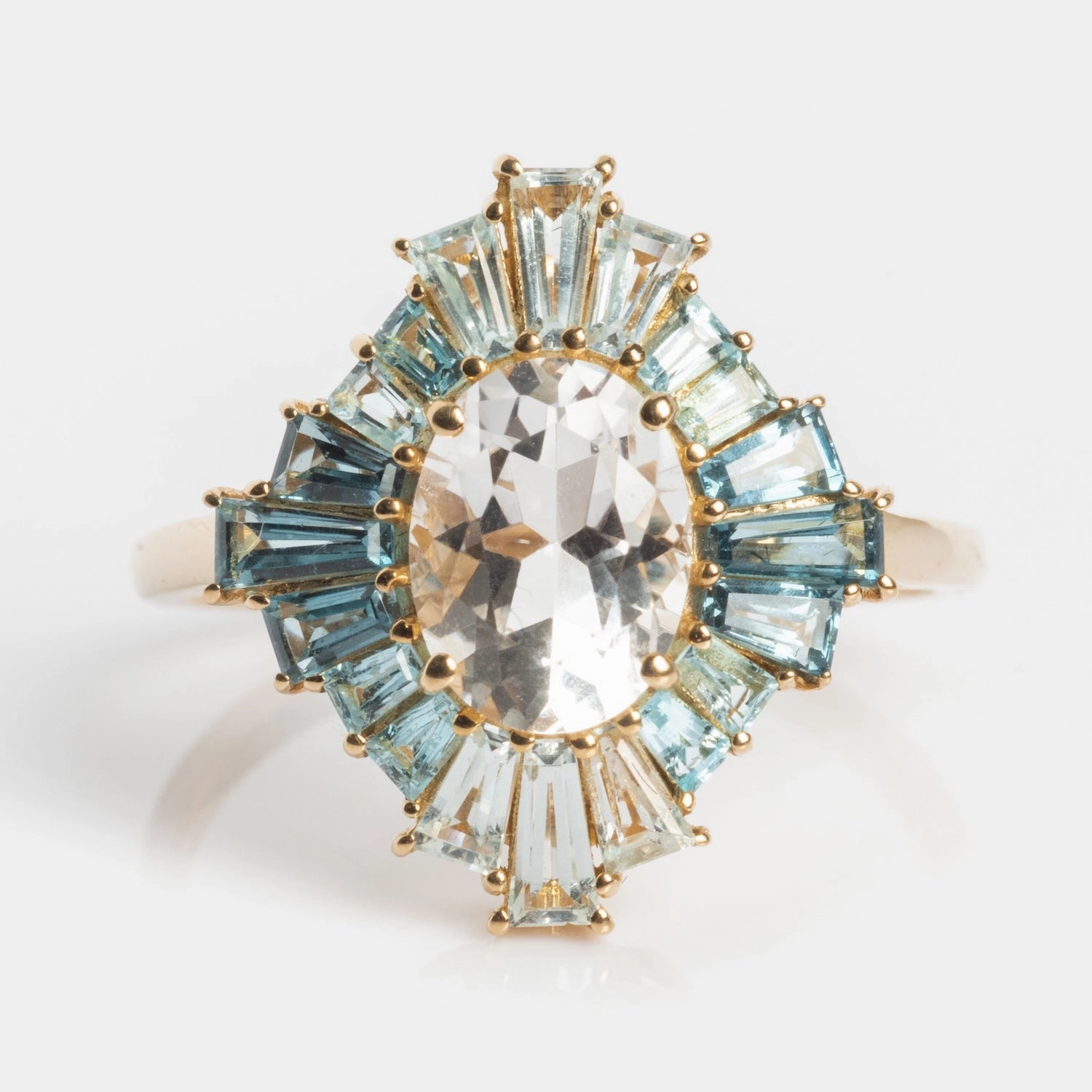 14k Bejeweled Blue Statement Ring