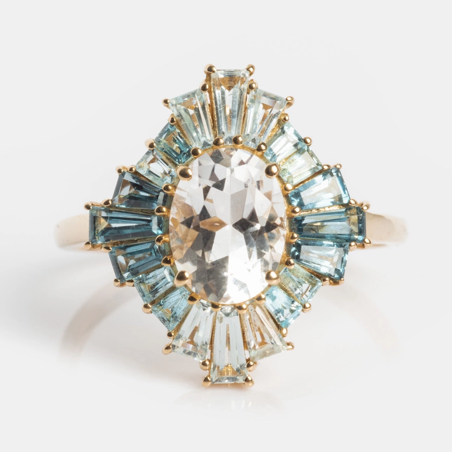 14k Bejeweled Blue Statement Ring