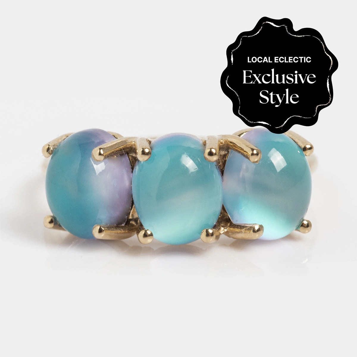 14k Blue Crush Cat's Eye Moonstone Baby Gumdrop Ring