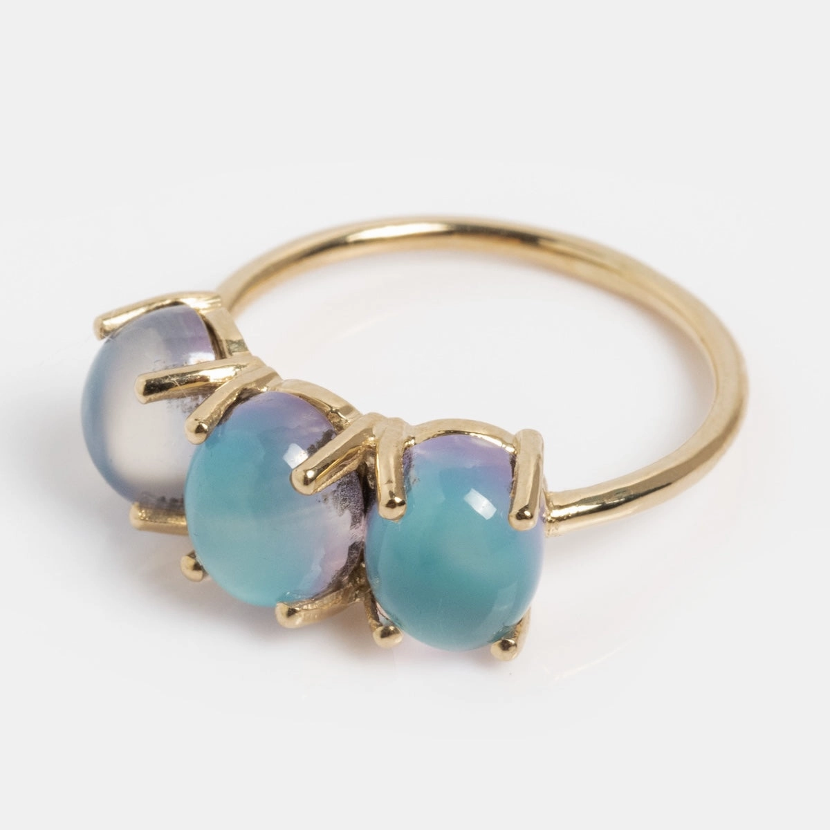 14k Blue Crush Cat's Eye Moonstone Baby Gumdrop Ring