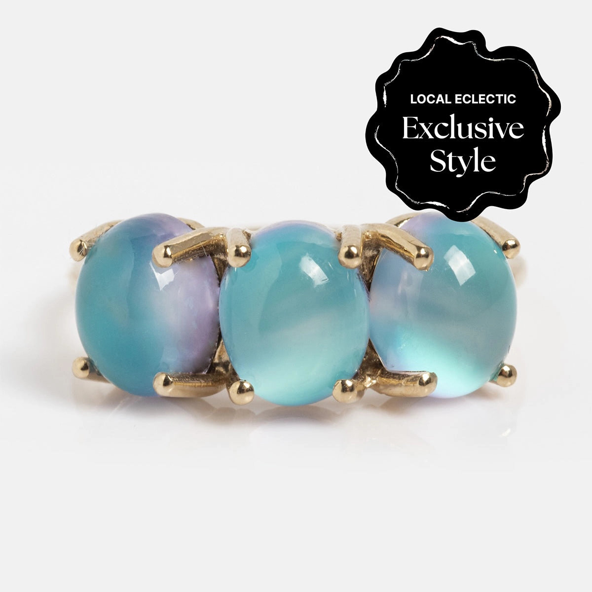 14k Blue Crush Cat's Eye Moonstone Baby Gumdrop Ring