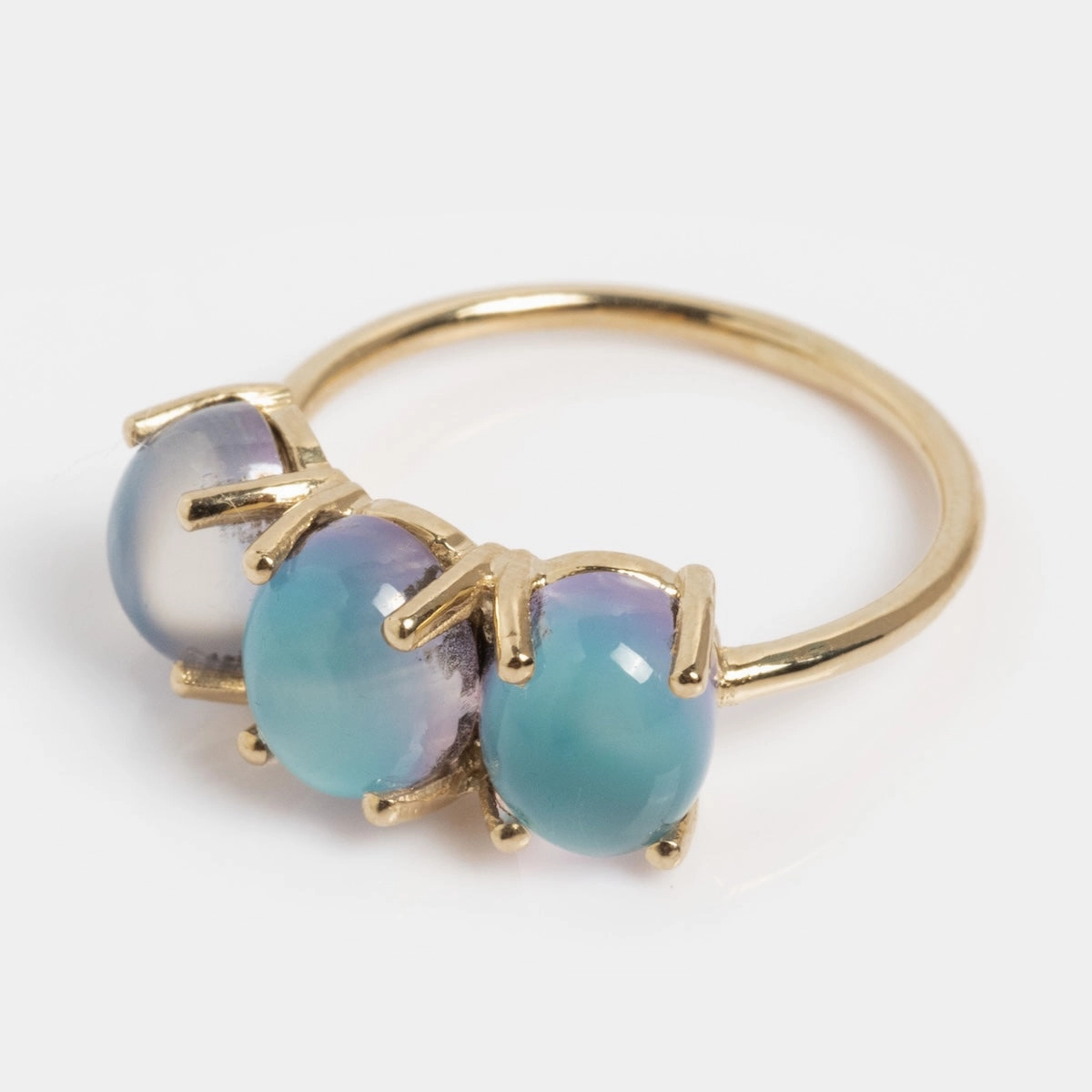14k Blue Crush Cat's Eye Moonstone Baby Gumdrop Ring
