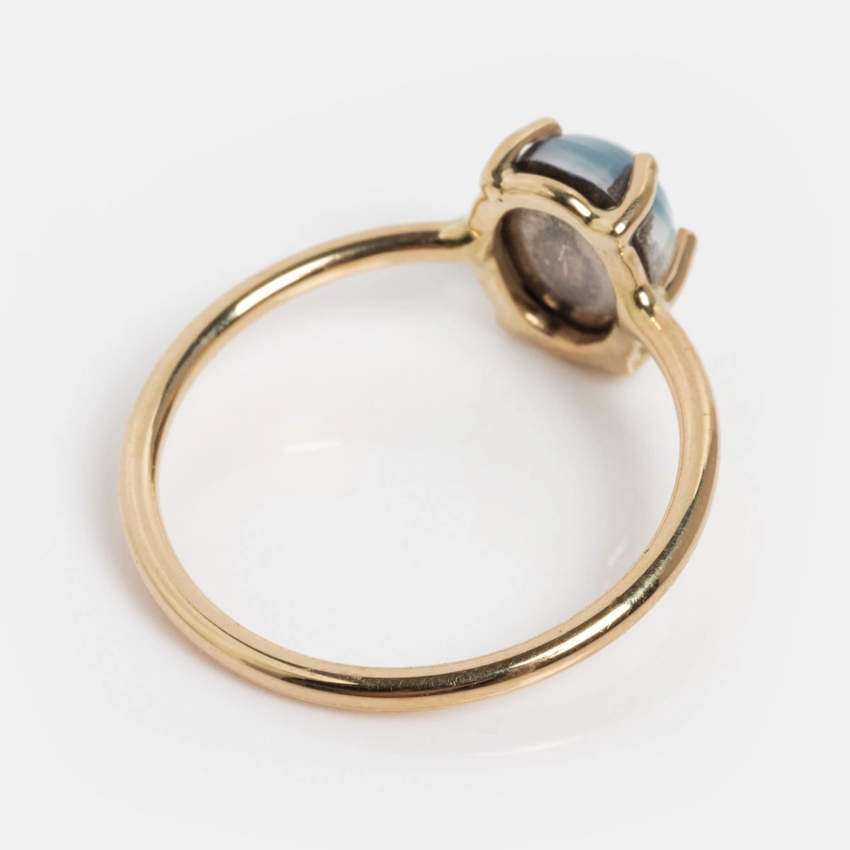 14k Blue Crush Cat's Eye Moonstone Solitaire Ring