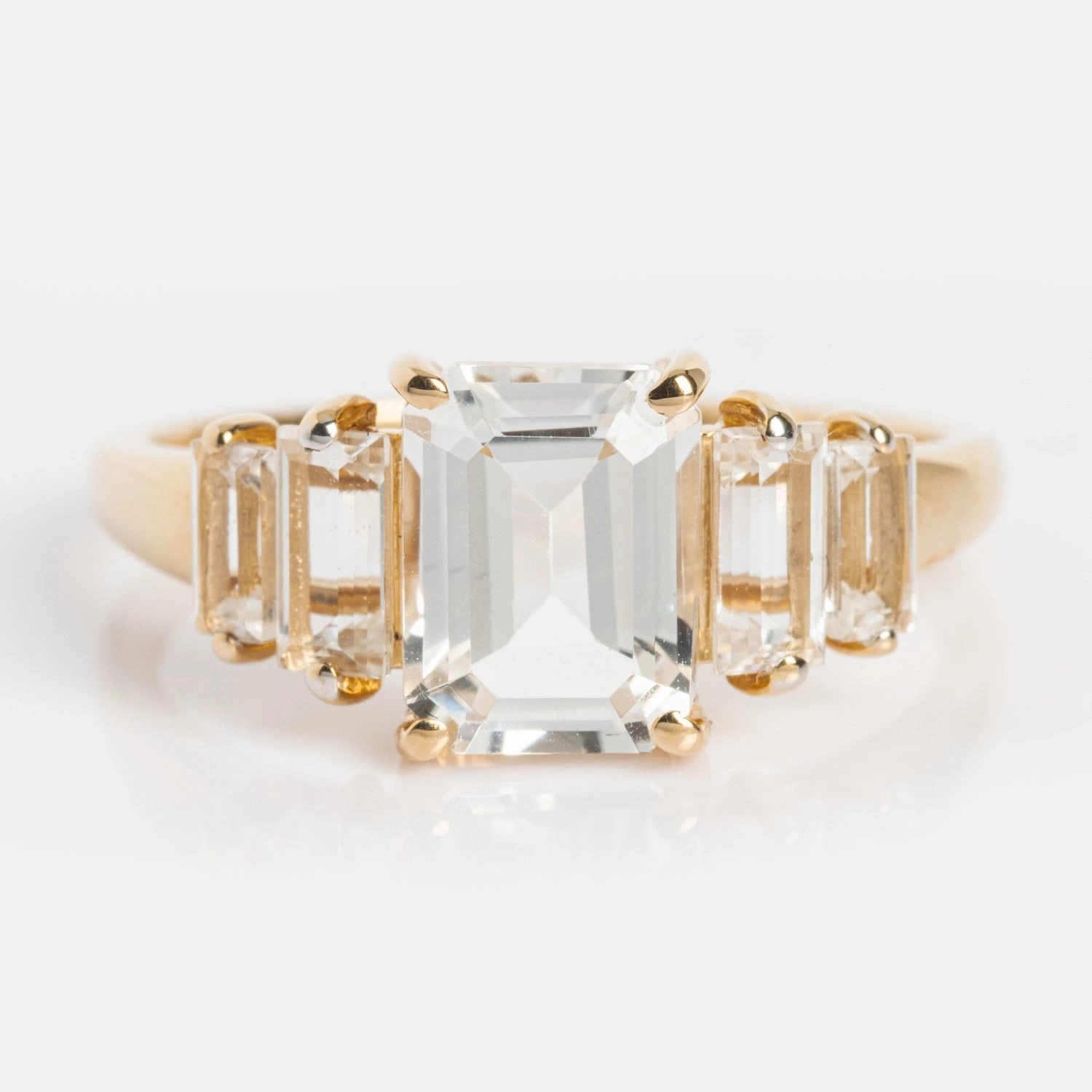 14k Graduated White Topaz Engagement Ring