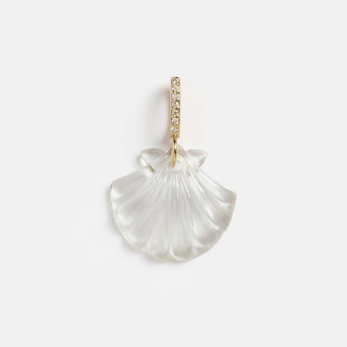 14k Green Amethyst and Diamond Scallop Shell Charm
