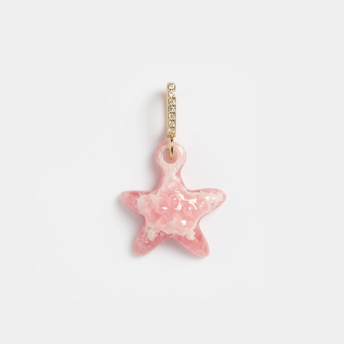 14k Pink Rhodochrosite and Diamond Sea Star Charm