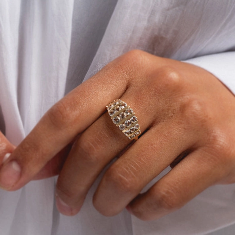 14k Regal White Topaz Statement Ring