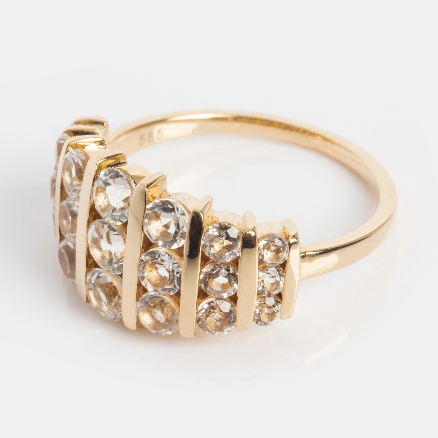14k Regal White Topaz Statement Ring