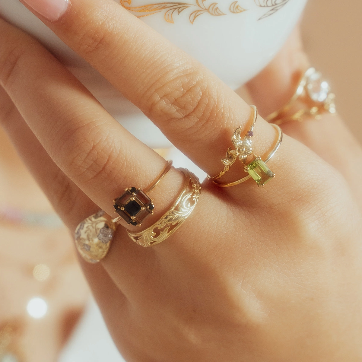 14k Vintage Inspired Art Deco Engagement Ring