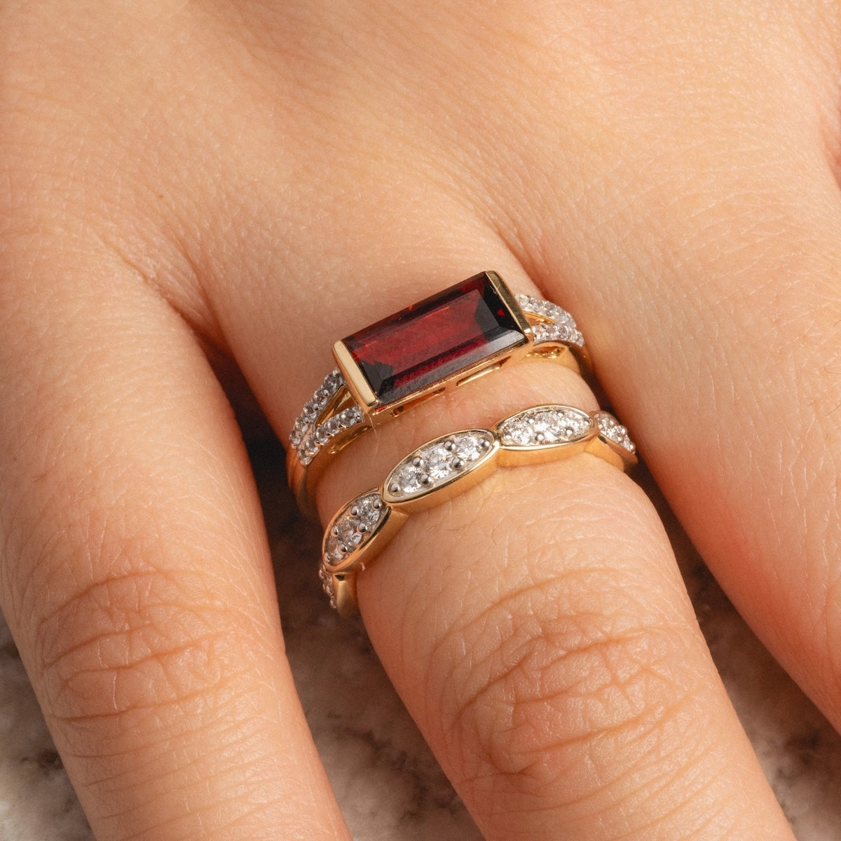 14k Vintage Inspired Diamond Stacking Band