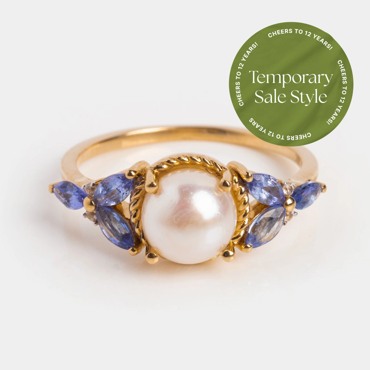 14k Vintage Inspired Pearl and Tanzanite Statement Ring