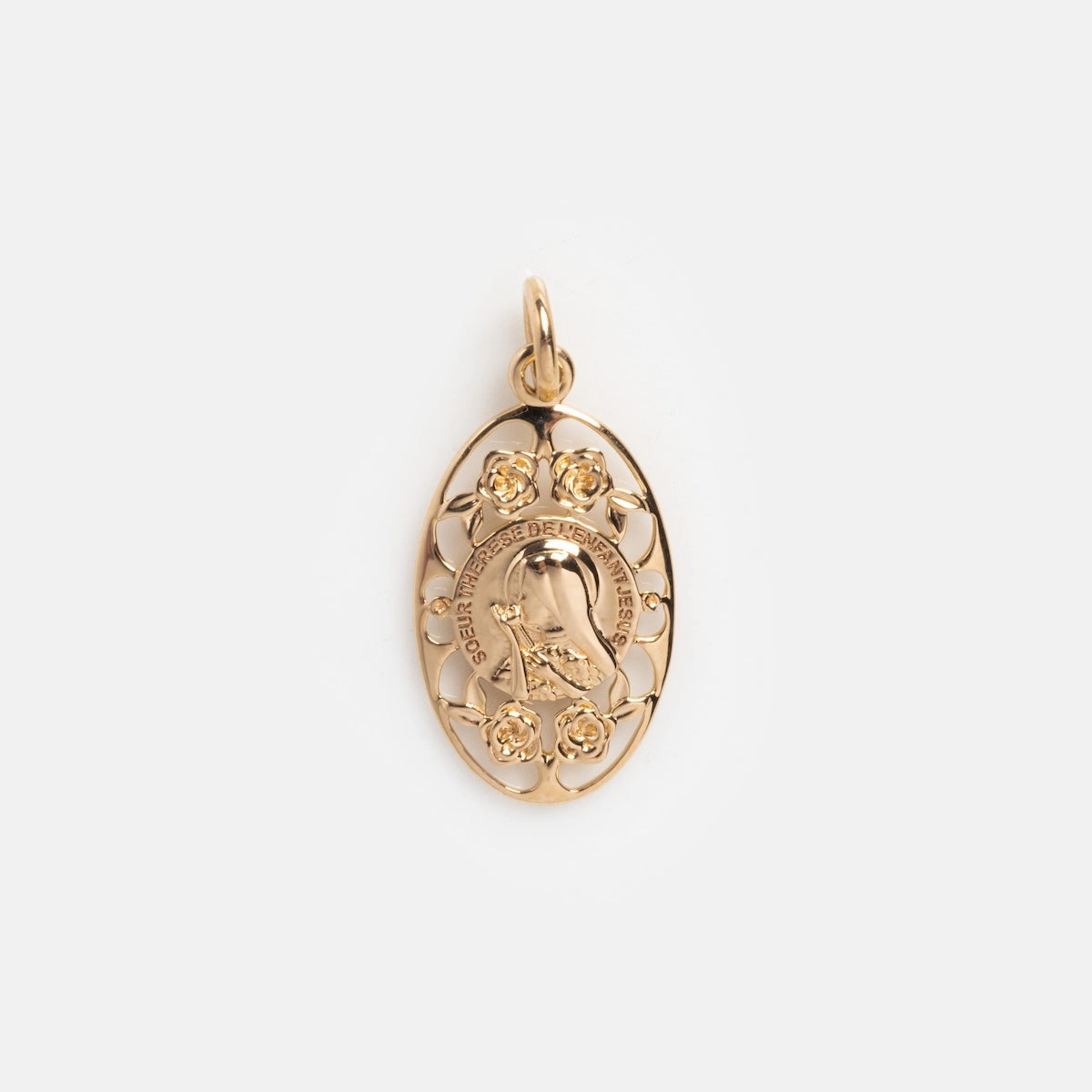 14k Vintage Revival Mother Teresa Oval Charm