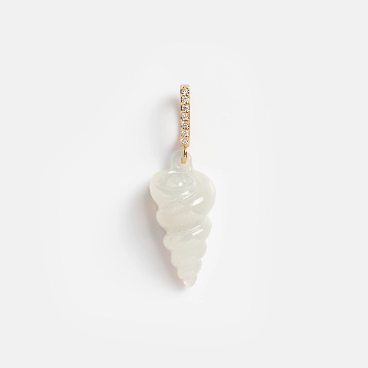 14k White Onyx and Diamond Spiral Shell Charm