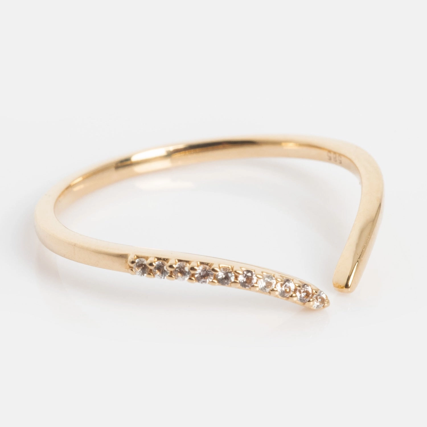 14k White Sapphire Open Front Nesting Ring