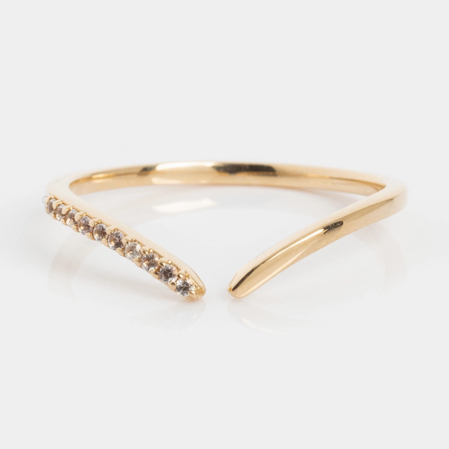 14k White Sapphire Open Front Nesting Ring