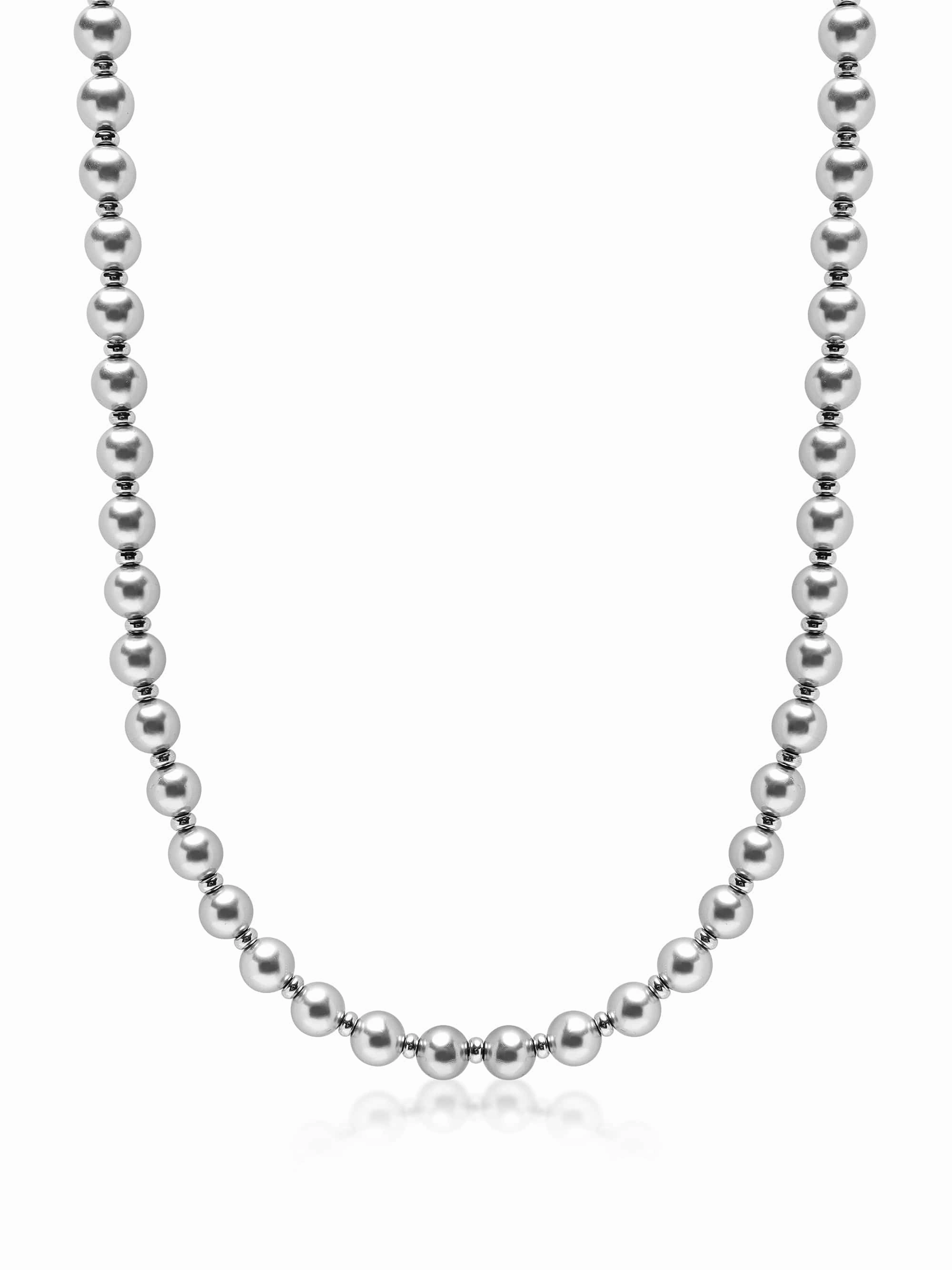 8mm Metallic Pearl Necklace with Silver