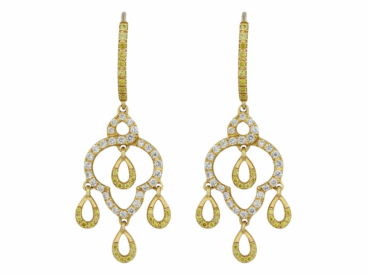 Alan Friedman Yellow and White Diamond Dangle Earrings in 18K