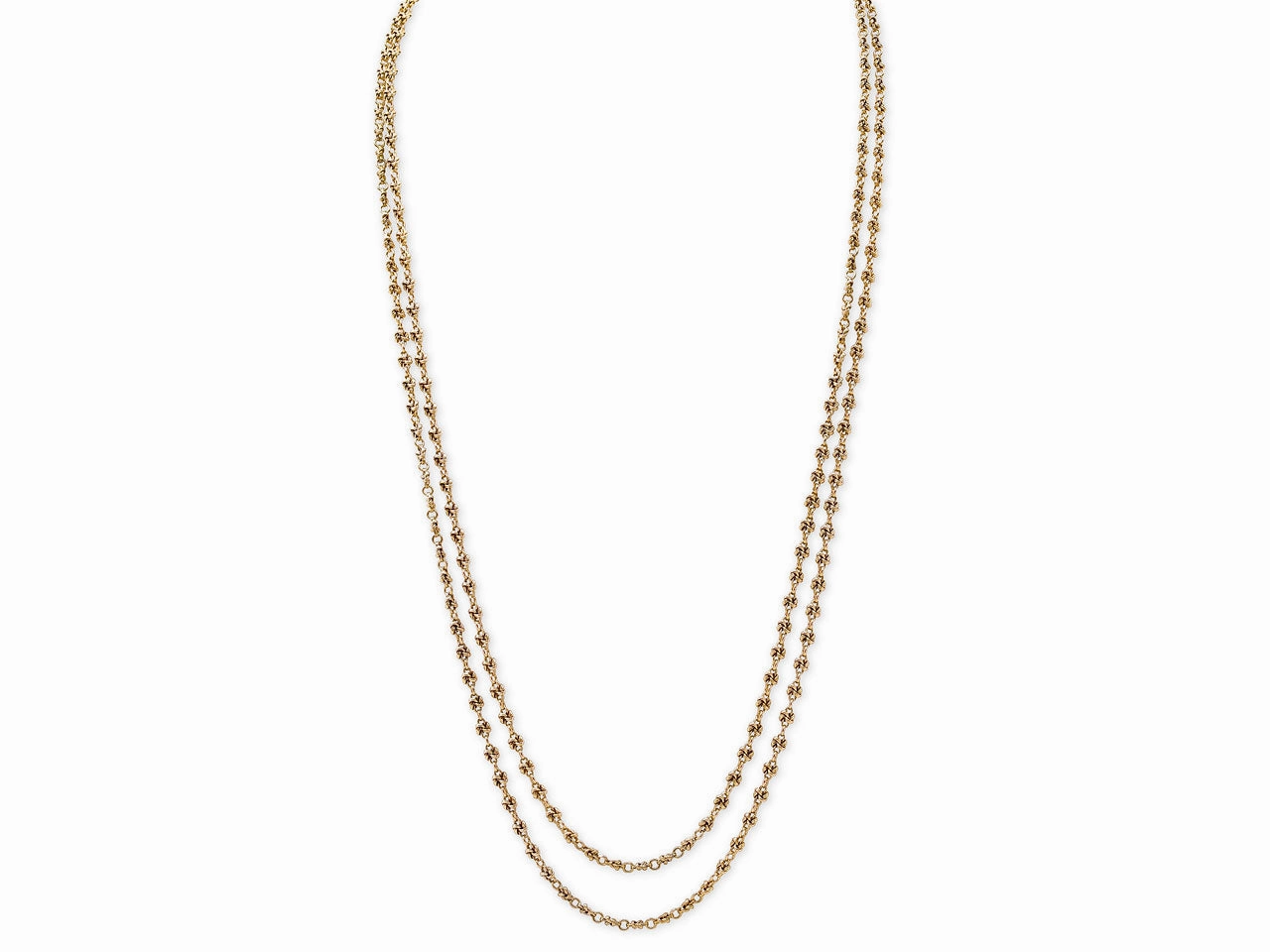Antique Victorian Long Gold Chain, 57.5 Inches, in 14K