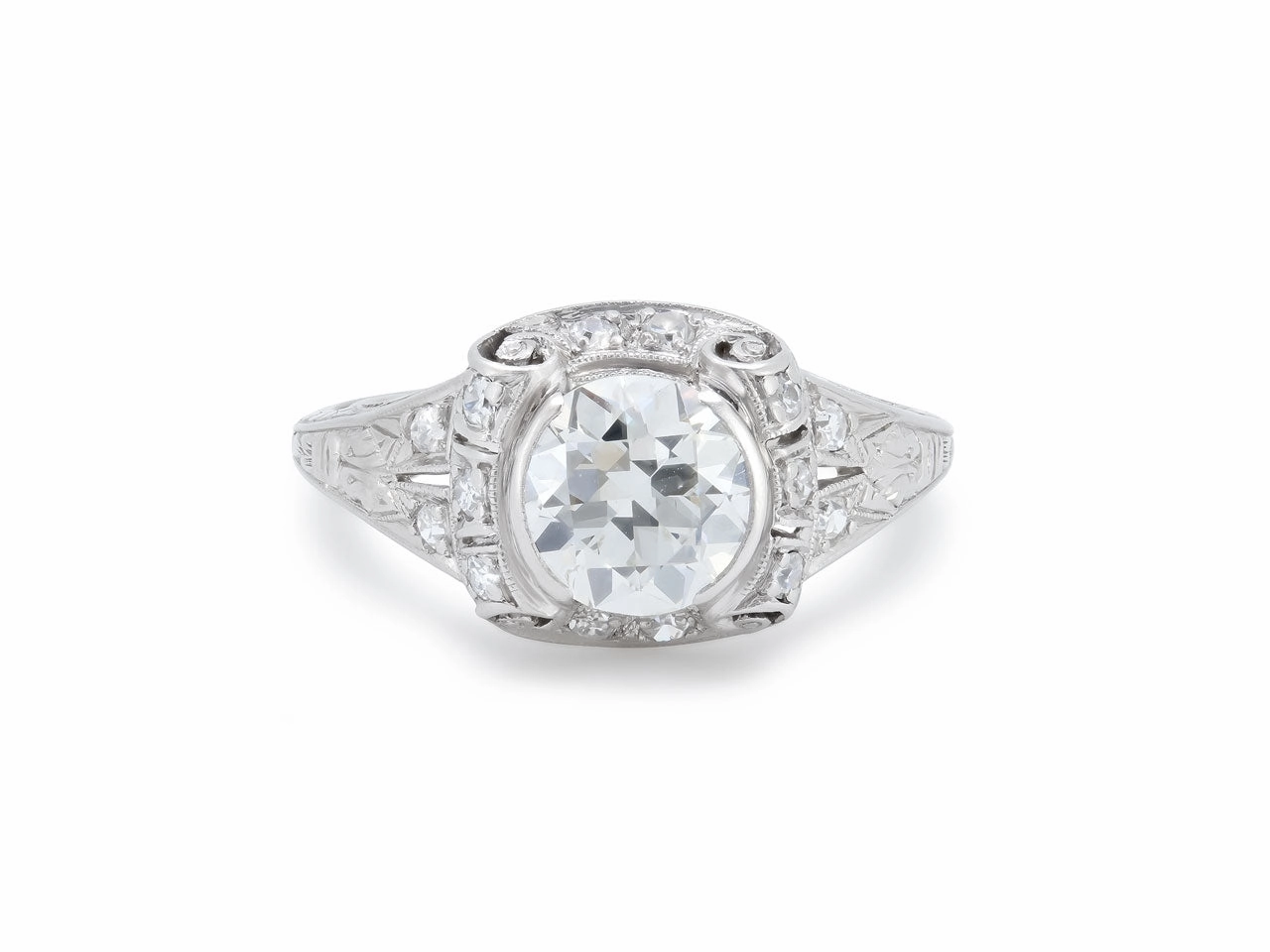 Art Deco Transitional Cut Diamond Ring in Platinum