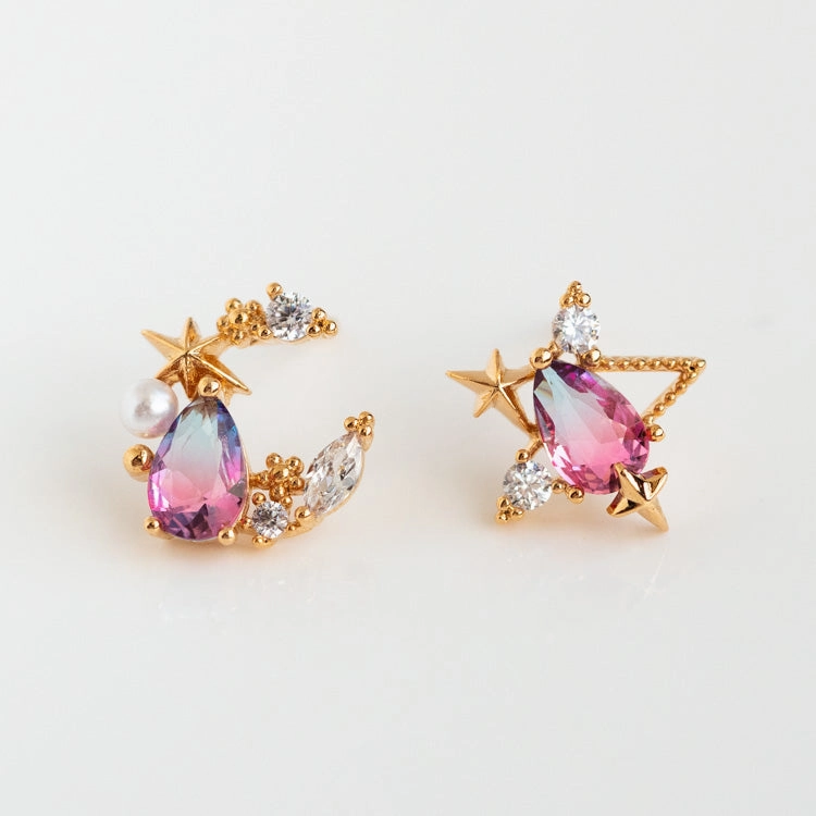 Aurora Moon & Star Studs