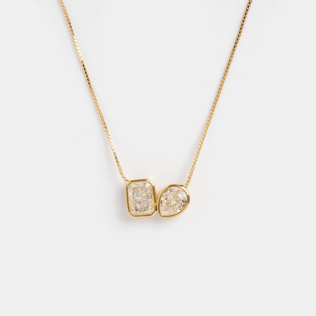 Baguette and Pear Cushion Pendant Necklace