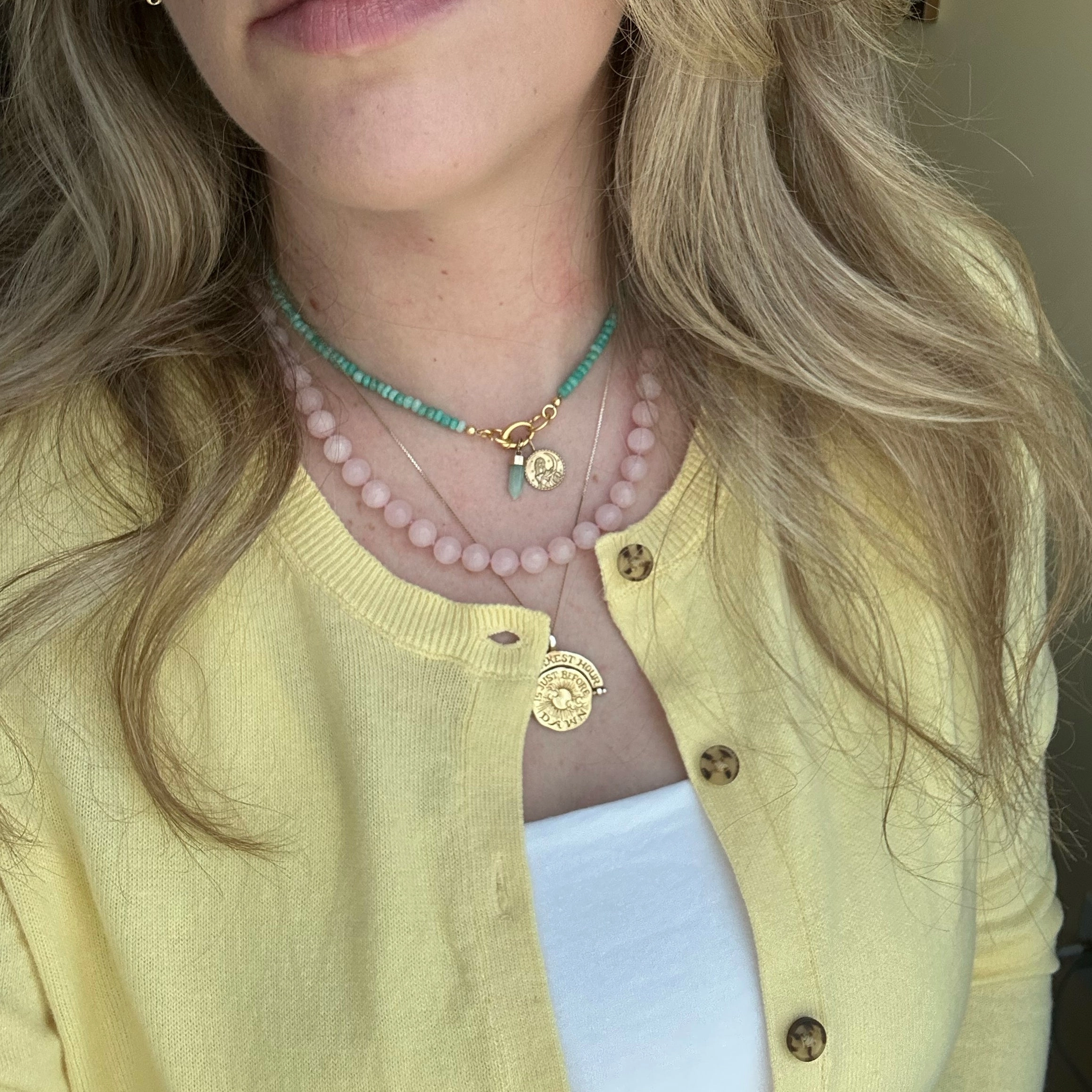 Beaded Gemstone Charm Holder Necklace