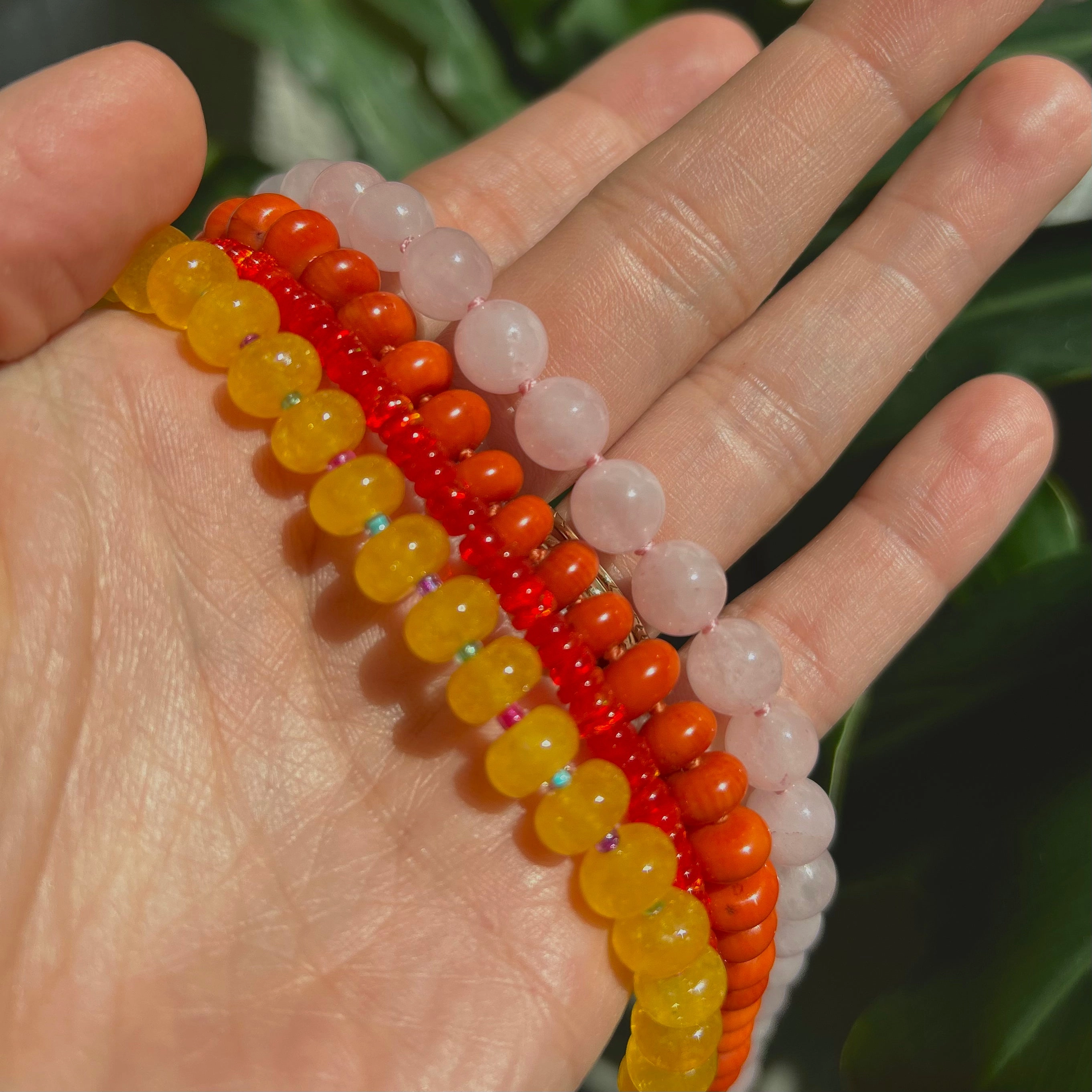 Beaded Gemstone Charm Holder Necklace