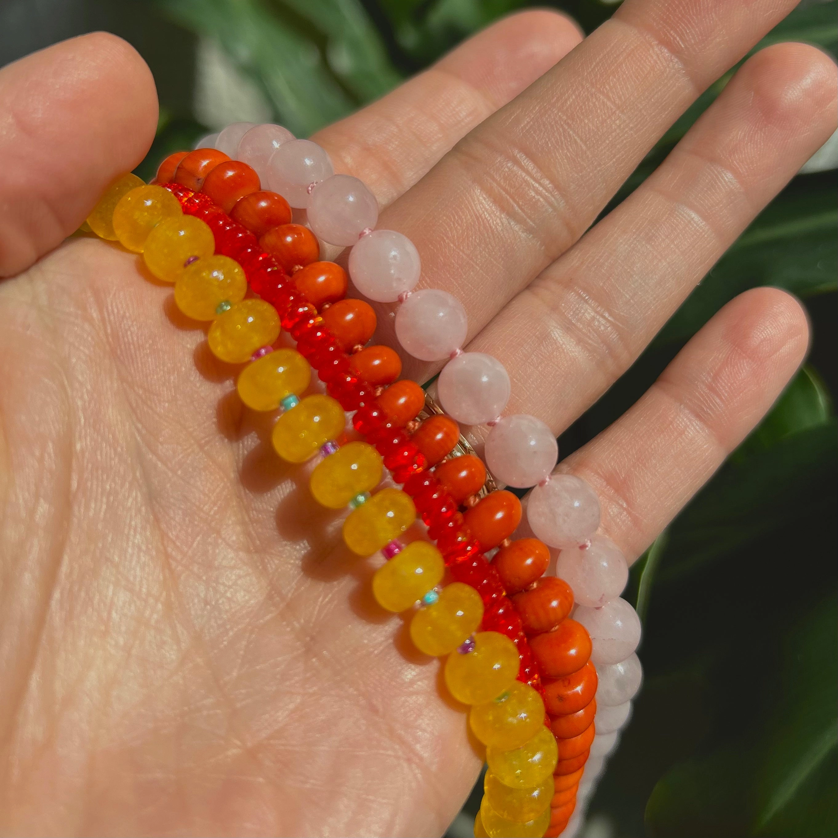 Beaded Gemstone Charm Holder Necklace