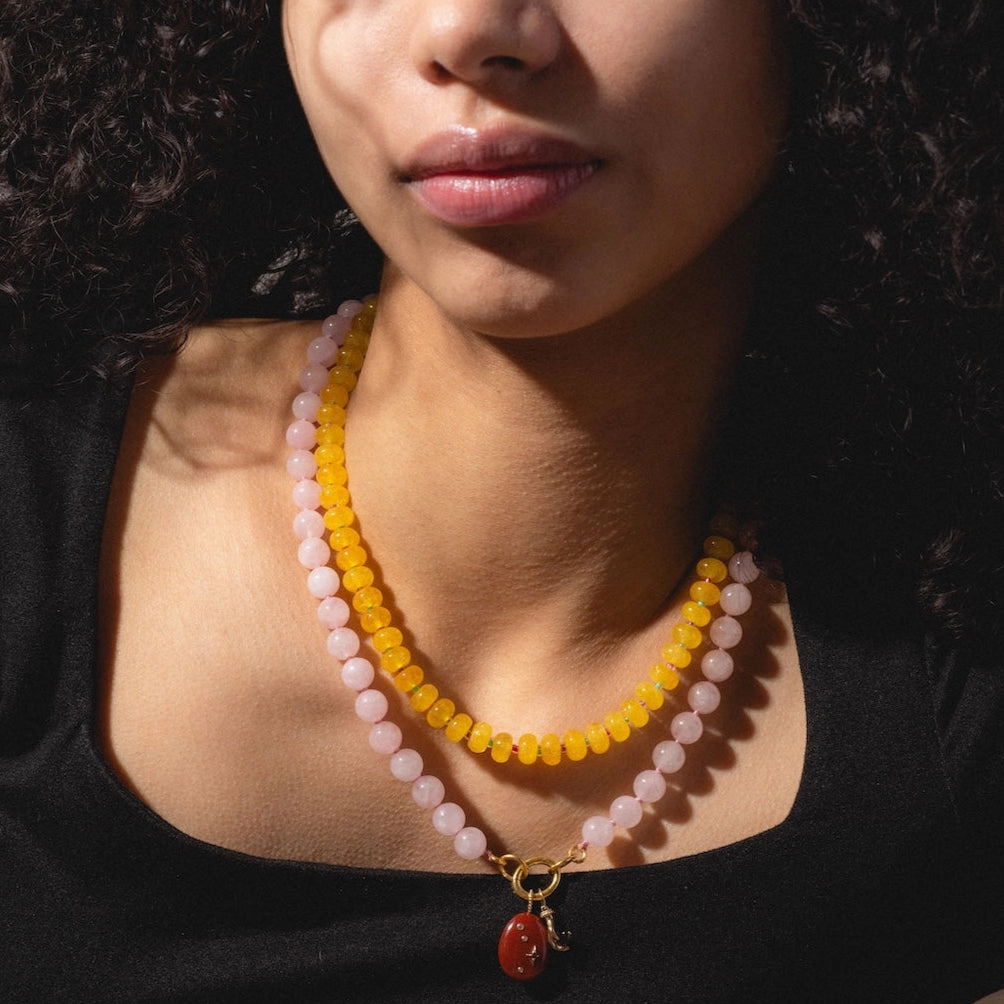 Beaded Gemstone Charm Holder Necklace