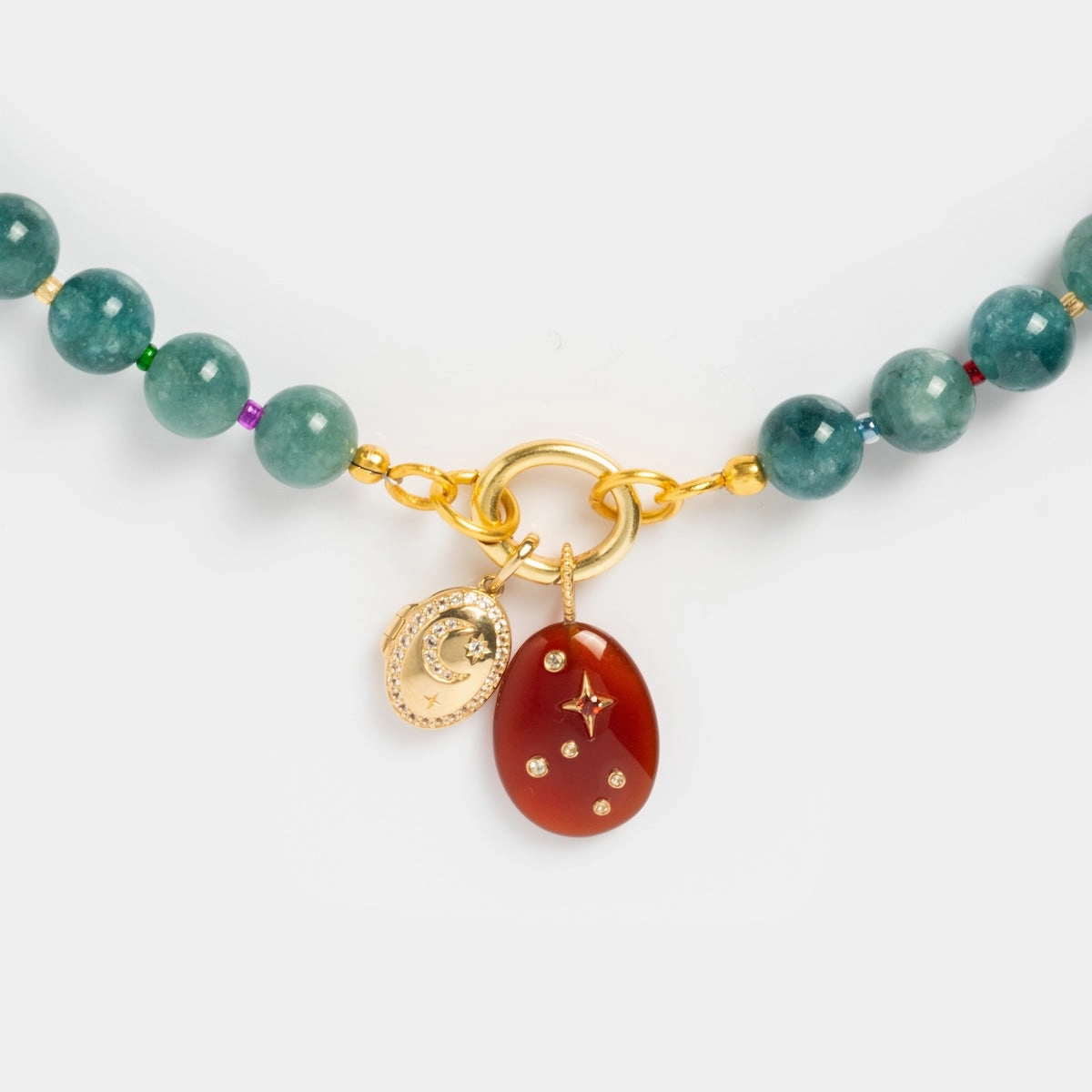 Beaded Gemstone Charm Holder Necklace