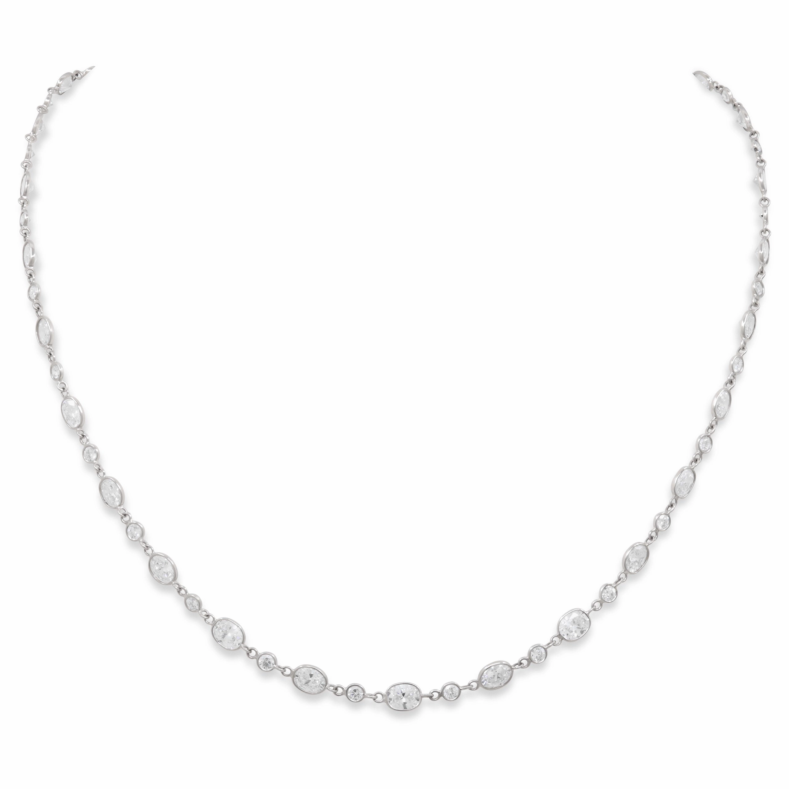 Beladora 'Bespoke' Oval Diamond Station Necklace in Platinum