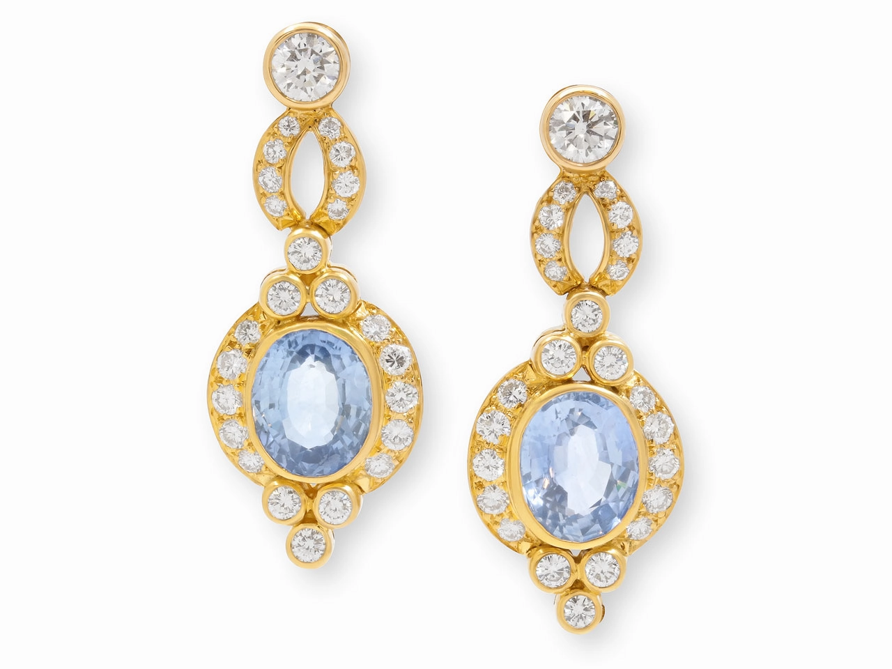 Beladora 'Reimagined' Sapphire and Diamond Earrings in 18K Gold