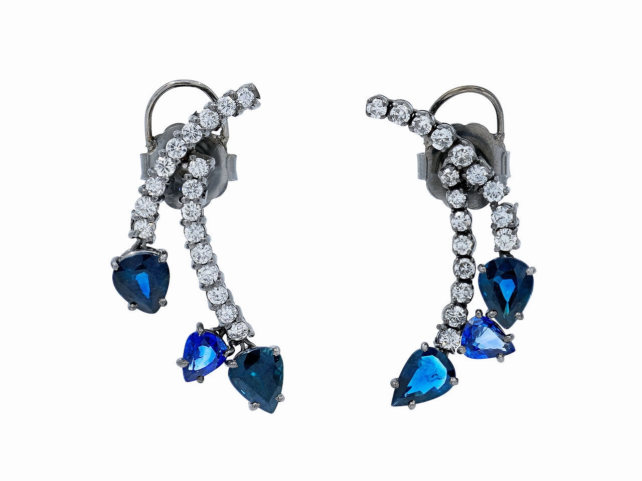 Beladora 'Reimagined' Sapphire and Diamond Earrings in Blackened 18K Gold