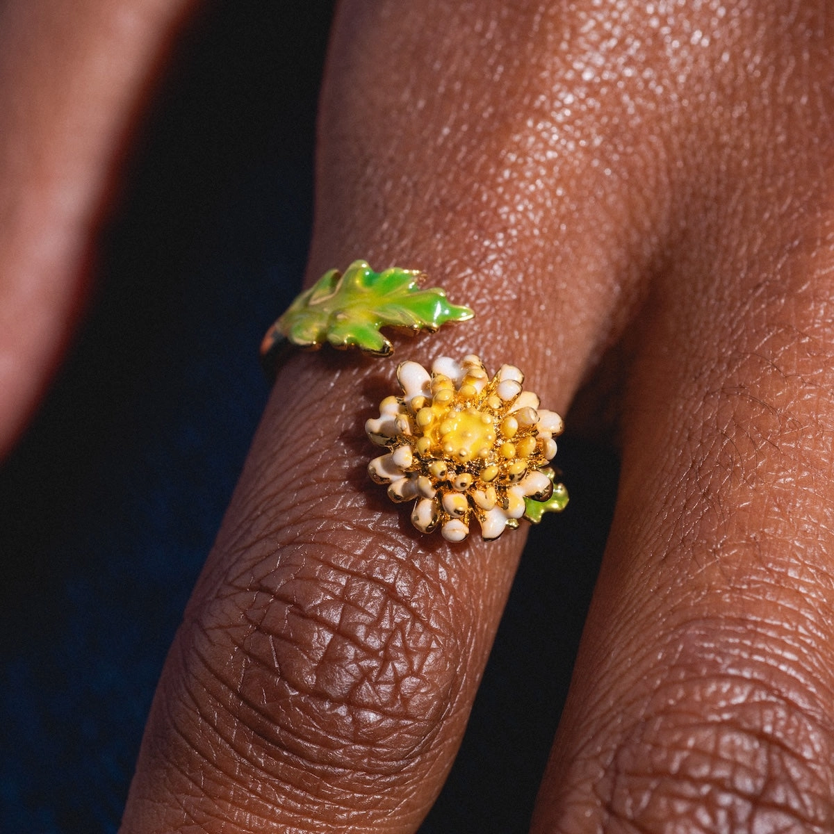 Blooming Color Adjustable Enamel Birth Flower Ring