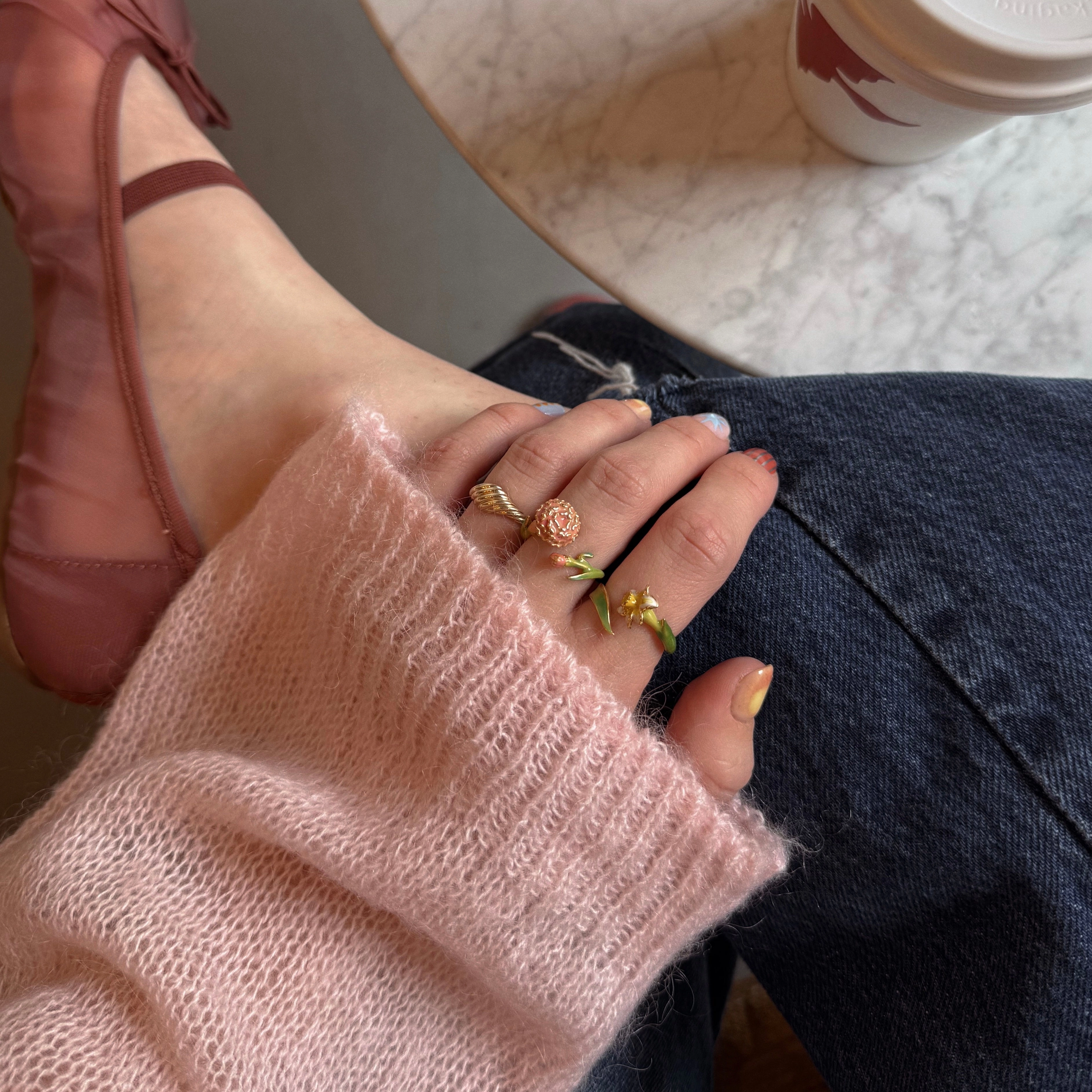 Blooming Color Adjustable Enamel Birth Flower Ring