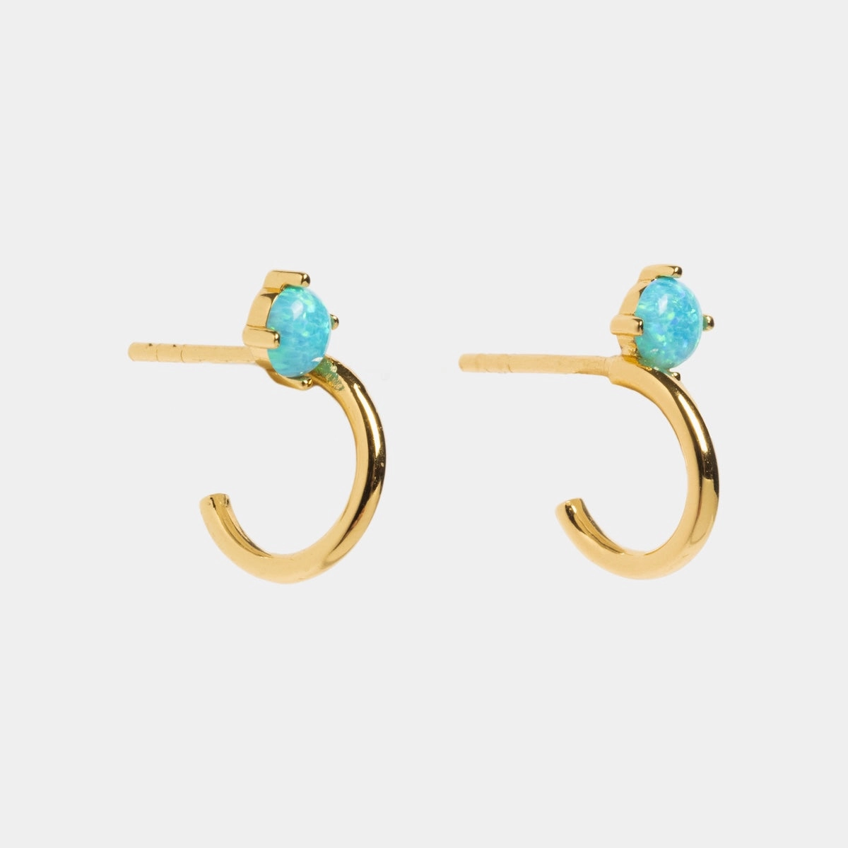 Blue Opal Illusion Stud Huggies