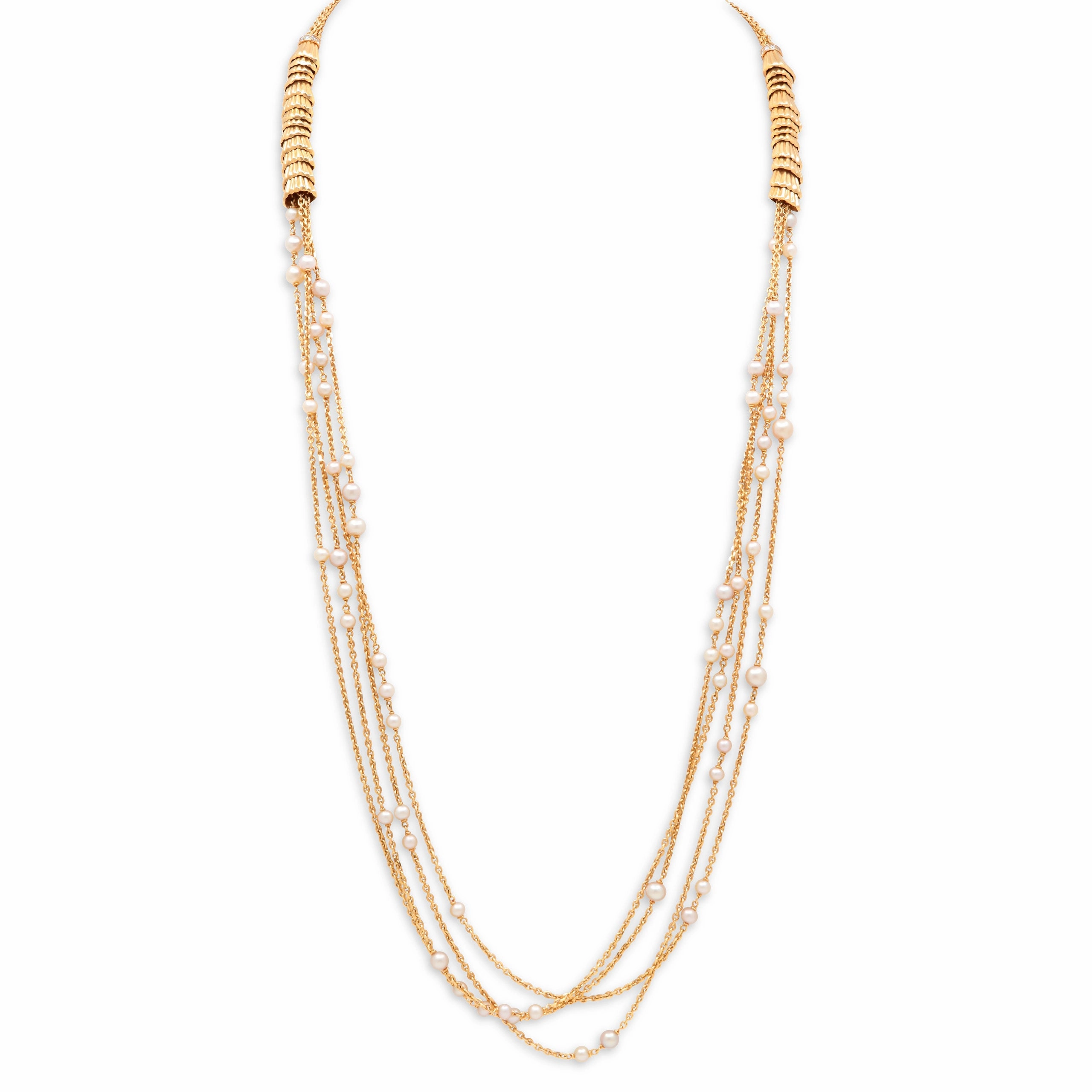 Boucheron 'Frou Frou' Pearl and Diamond Necklace in 18K Rose Gold