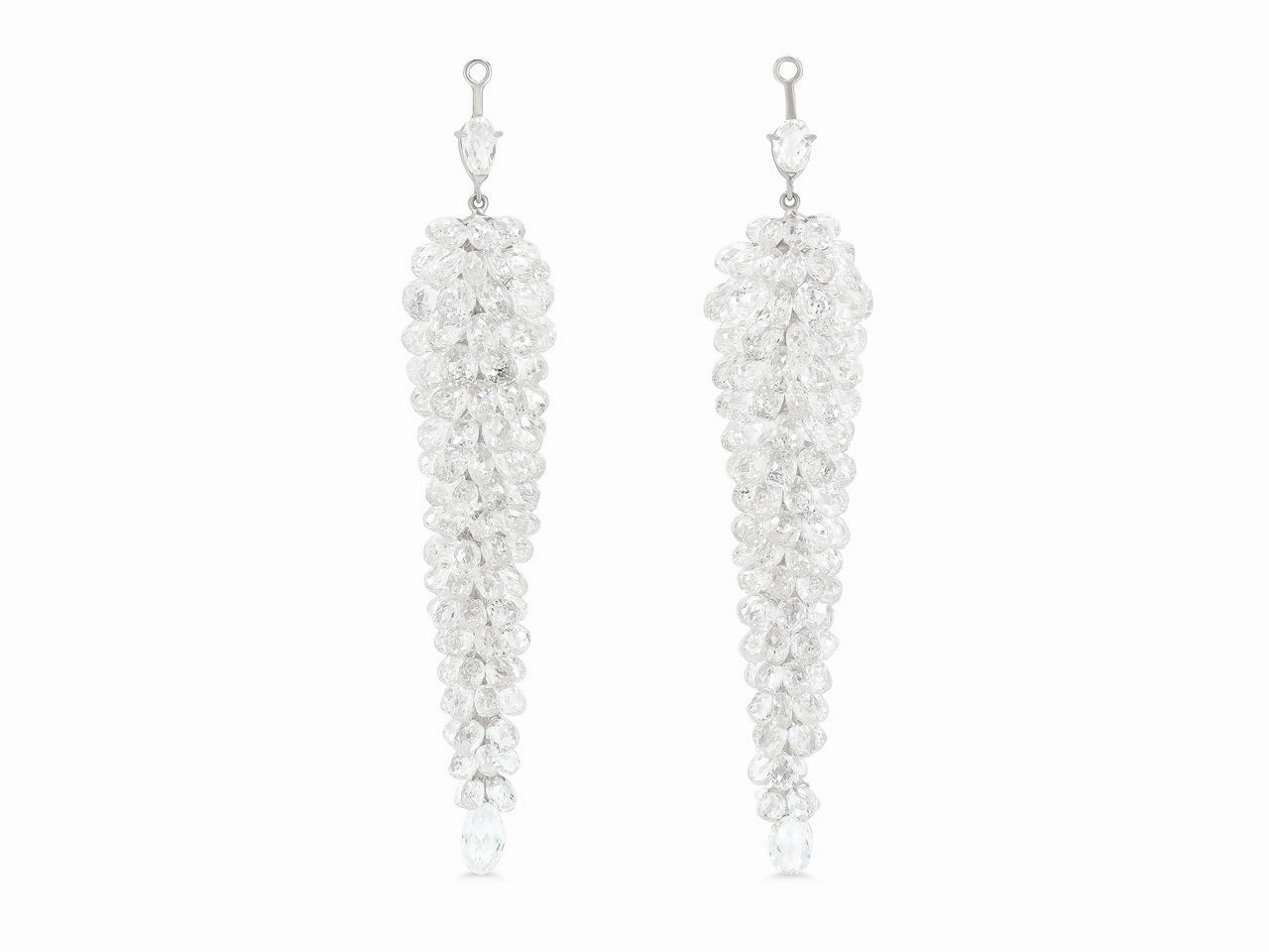 Briolette Diamond Earring Drops in 18K White Gold
