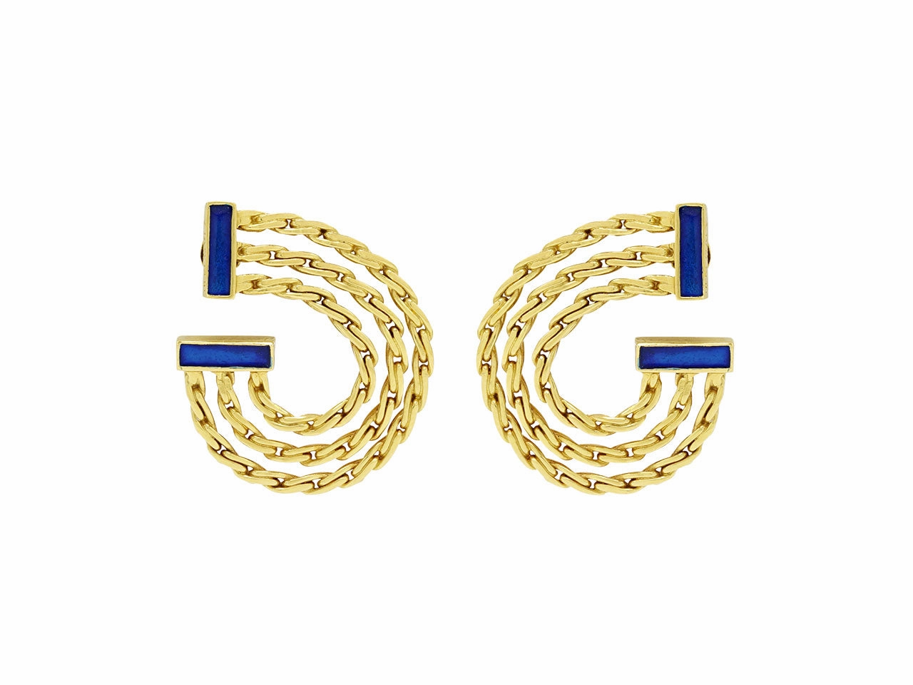 Buccellati Blue Enamel Earrings in 18K Gold