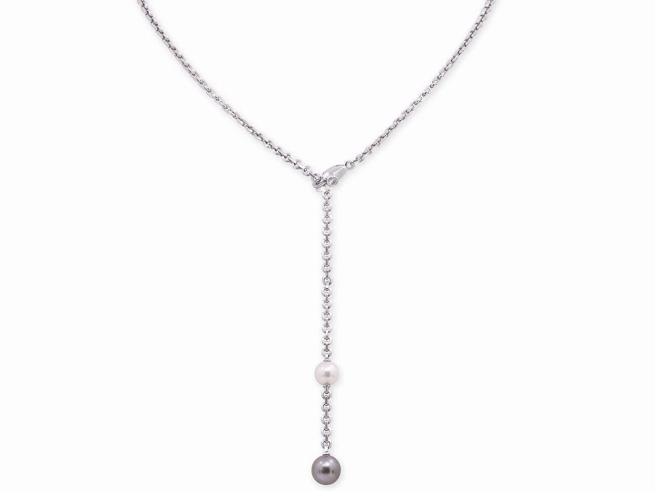 Cartier Akoya and Tahitian Pearl Lariat Necklace in 18K White Gold
