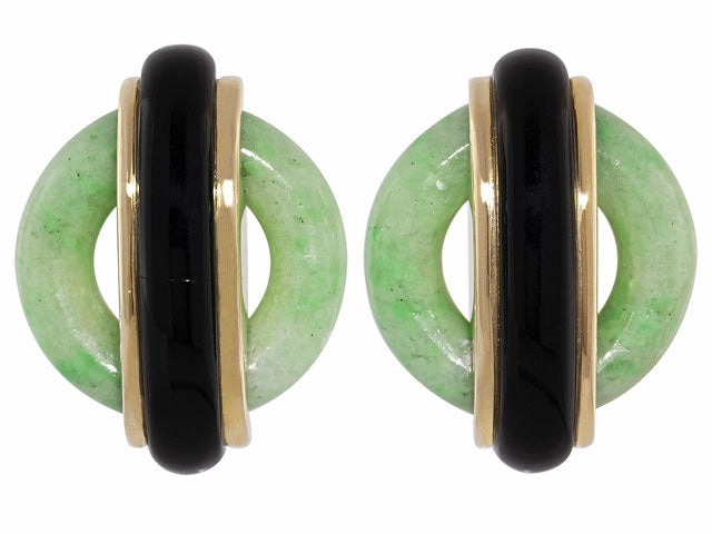 Cartier Aldo Cipullo Jade and Onyx Earrings in 18K Gold