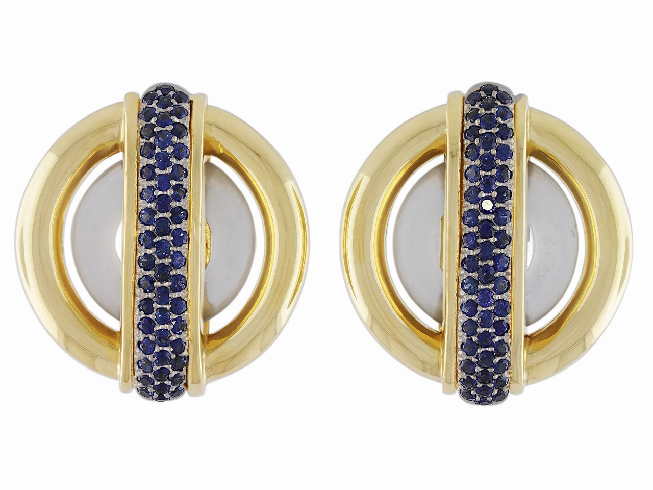 Cartier Aldo Cipullo Sapphire Circles Earrings in 18K Gold