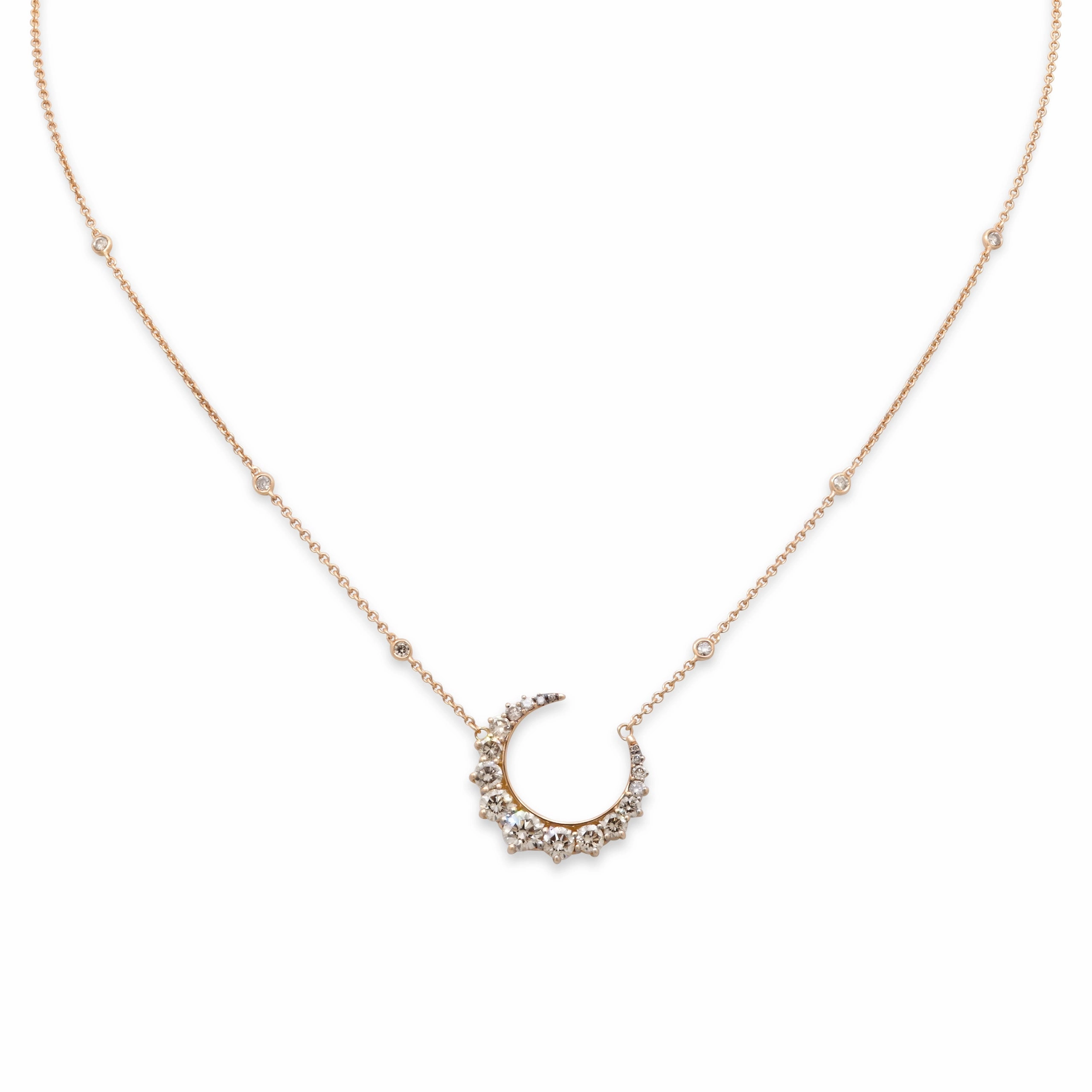 Crivelli Diamond Crescent Necklace in 18K Rose Gold