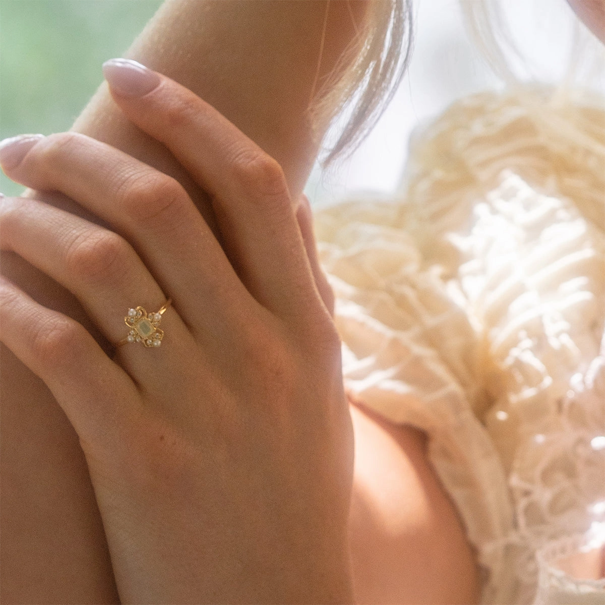 Crown Jewel Opal and Pearl Ring