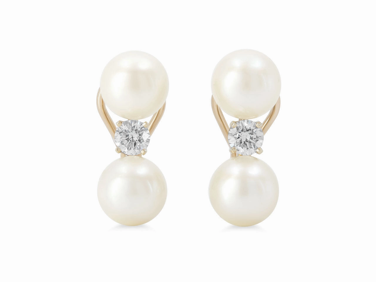 Cultured Pearl and Diamond Earrings in 14K White Gold