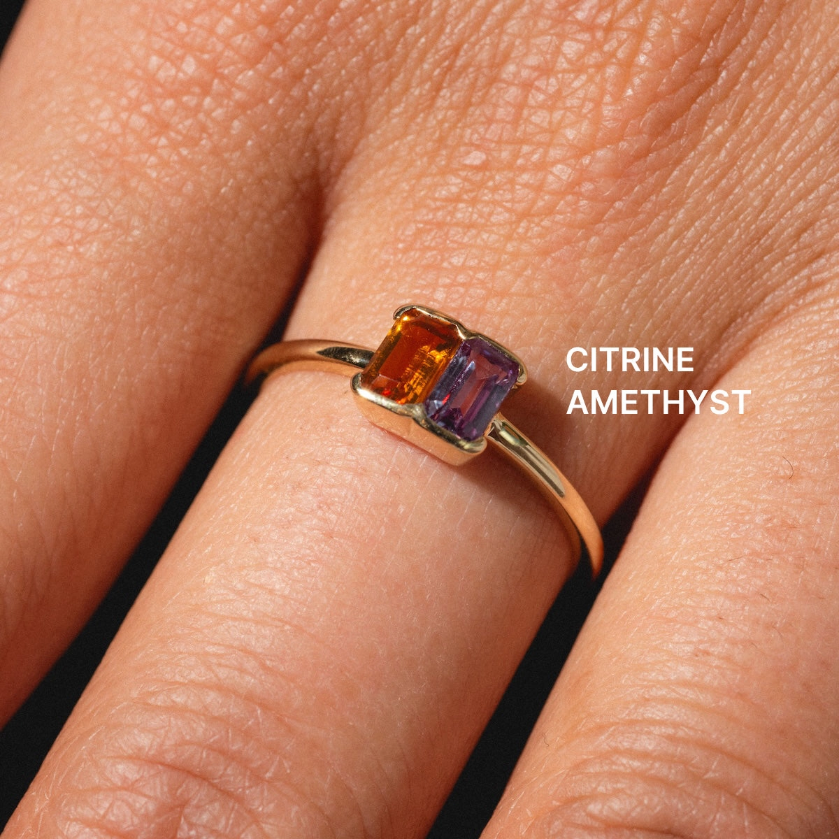 Customizable Acrostic Baguette Gemstone Ring