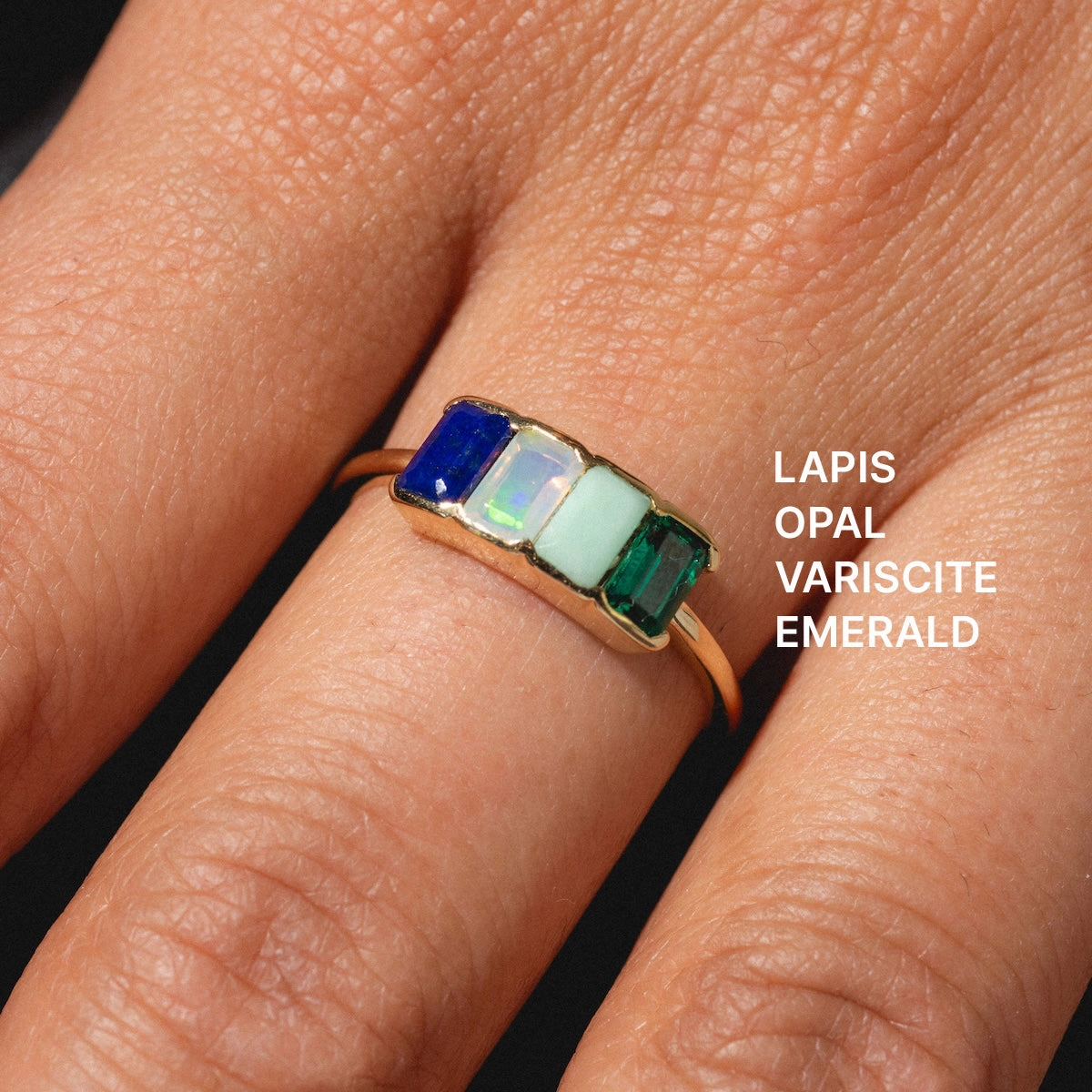Customizable Acrostic Baguette Gemstone Ring